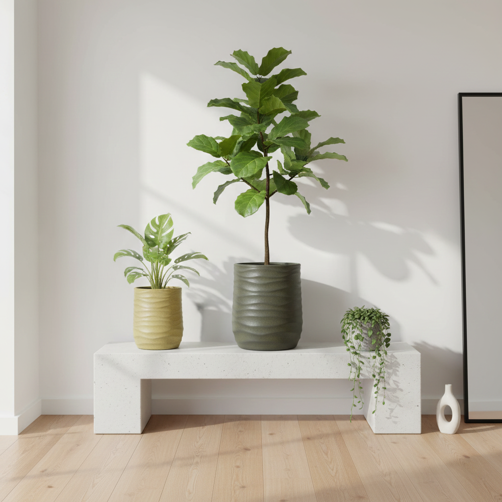 close-up-of-sandstone-finish-horizontal-ridge-planter-texture